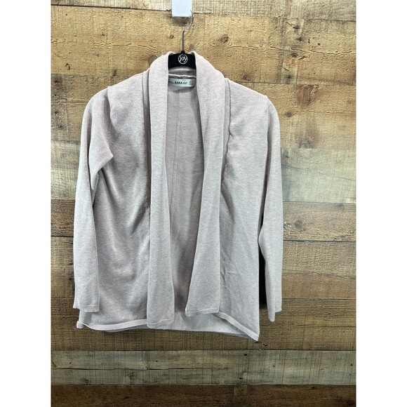 Zara Knit Womens Light Pink Open Front Cardigan Sweater Size Small - Picture 7 of 12